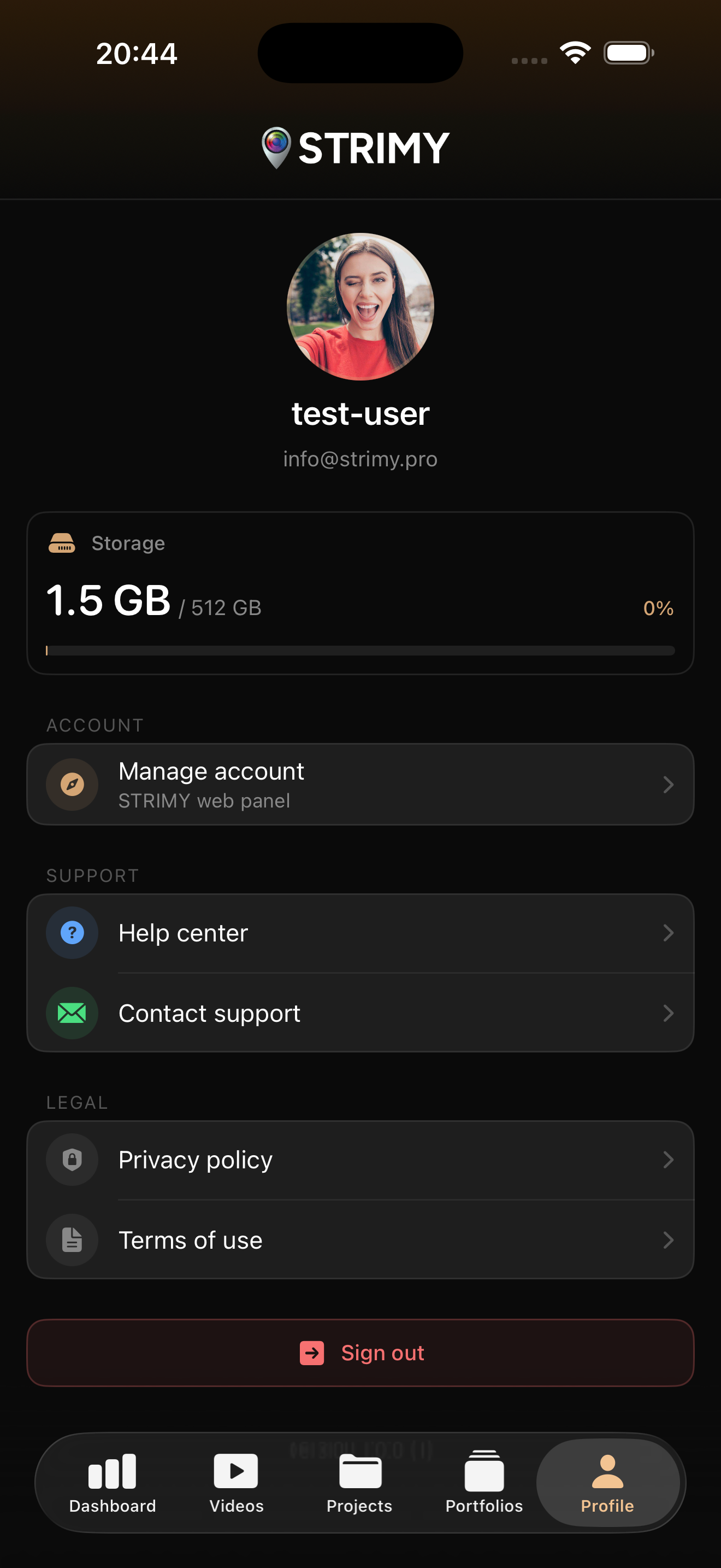Analytics in the STRIMY app